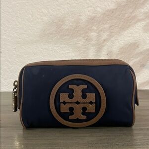 Tory Burch Navy and Tan Cometic Bag